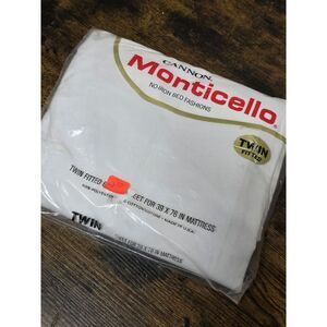 Vtg Cannon Monticello White Twin‎ Single Flat Top Bed Sheet NIP NEW NOS 66 x 96